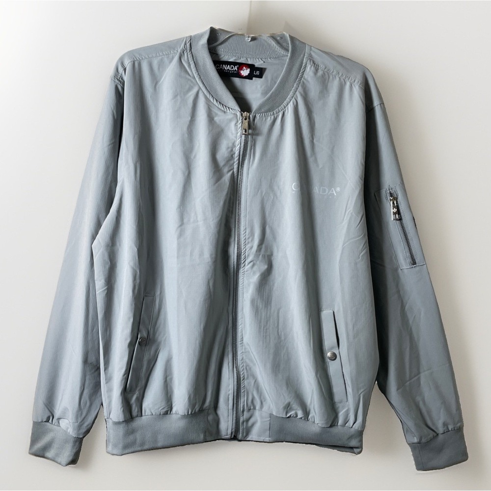 Canada Weathergear Men's Size Large Gray Ripstop Packable Windbreaker NWT